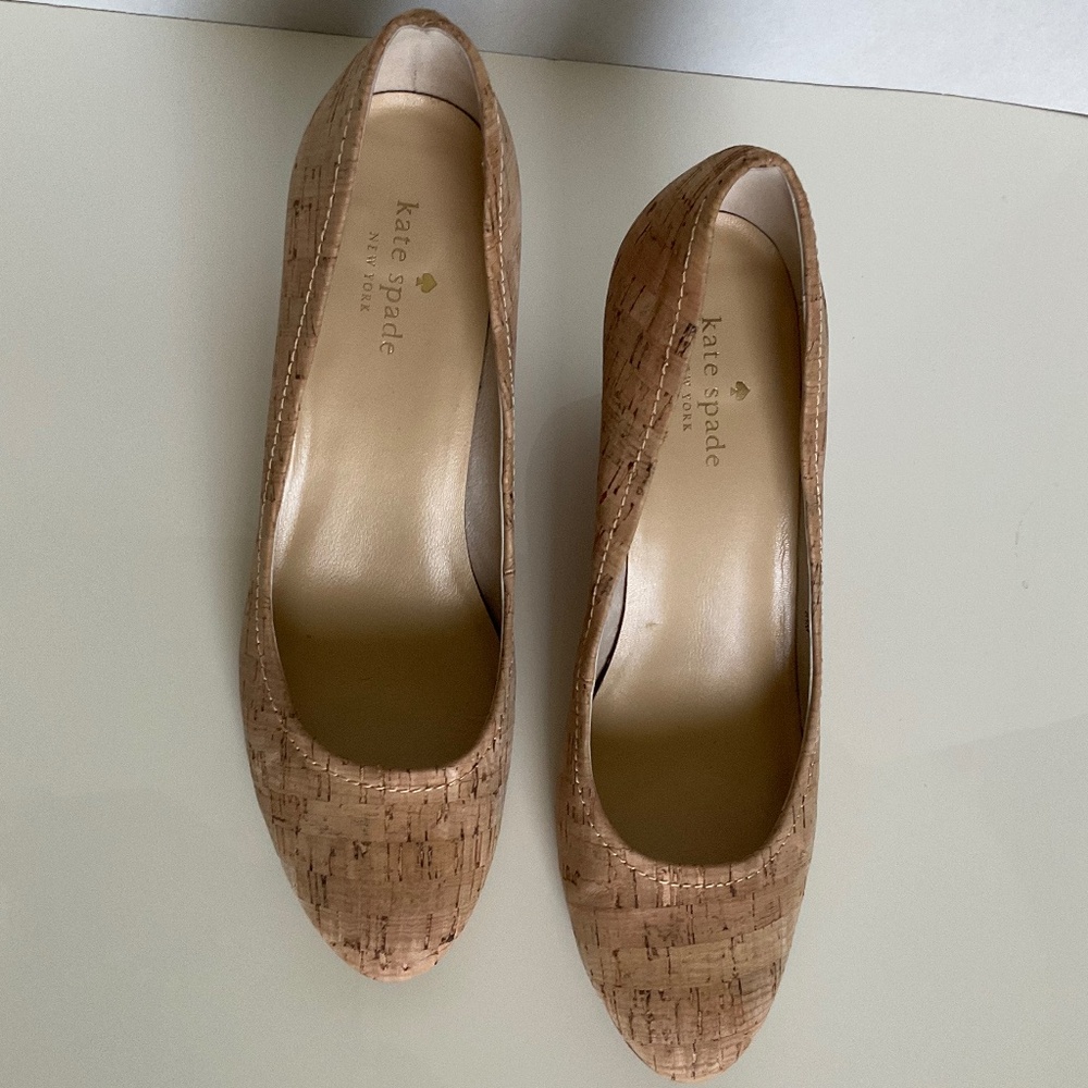 kate spade Halle Too Cork Wedge Heels Pumps Sz 8.5